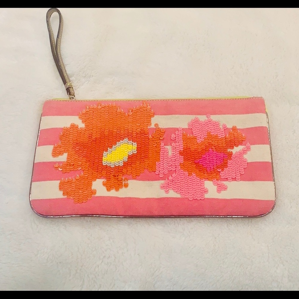 Pink and Cream Sequin Wristlet